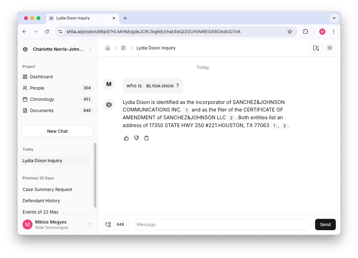 Shila Chat Interface